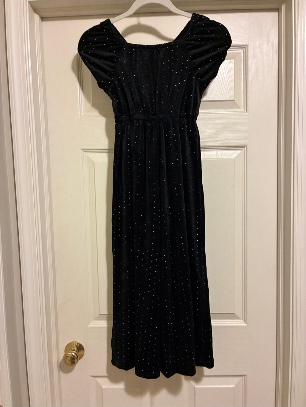 Tahari Black Velvet jumpsuit/romper with Metallic Dot Accents girls